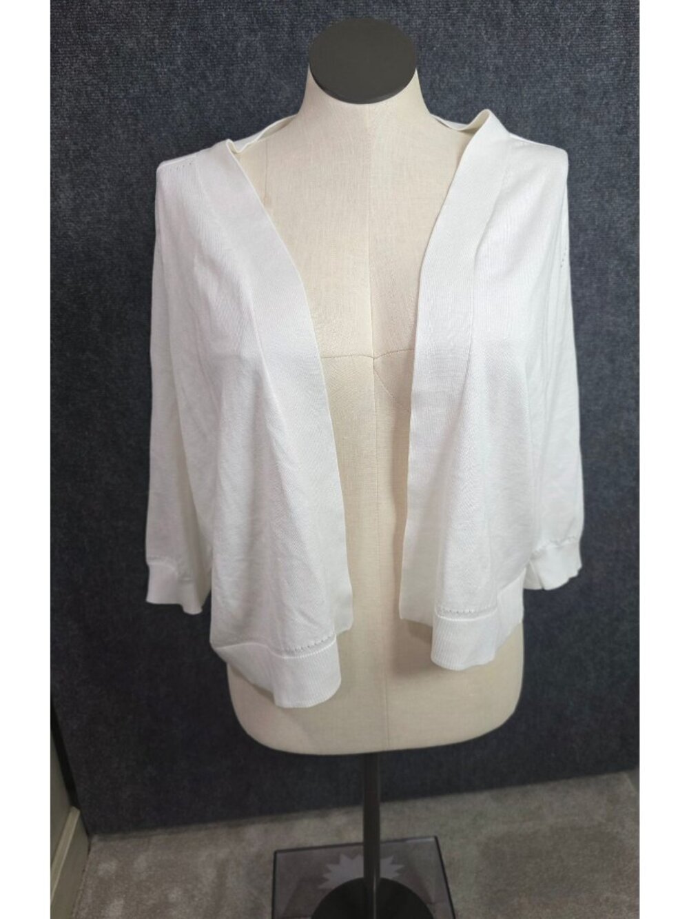 Lane Bryant Womens White Open-Front Cardigan Size 14/16 Lightweight Knit